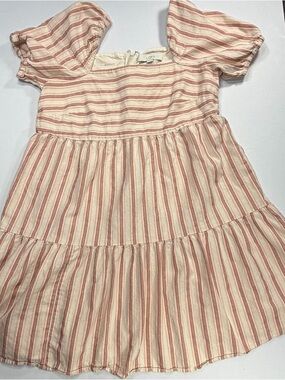 LOFT Cottagecore Striped Puff Sleeve Dress Size 2